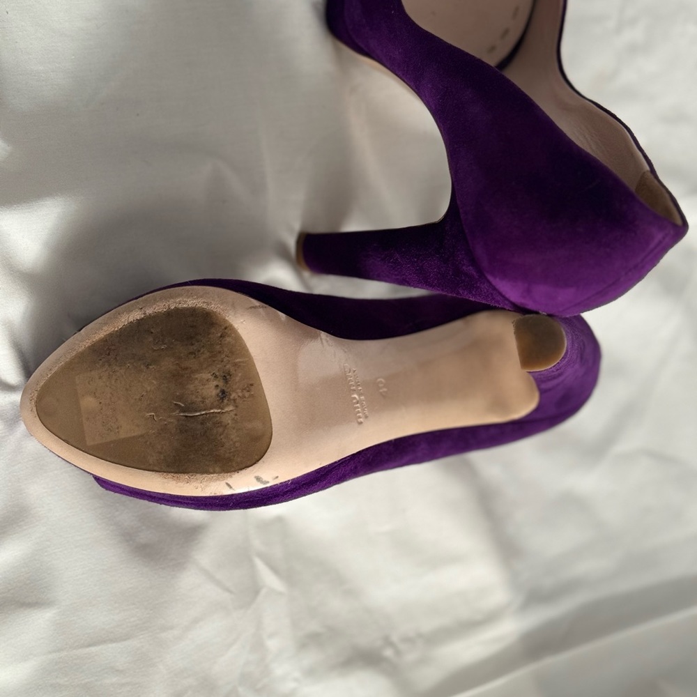 Miu Miu SZ 40 purple suede peep toe 5 in heel - Picture 4 of 16